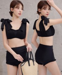 TeddyShop/テディショップ Teddyshop レディース水着 シアー肩リボンバックギャザーハイウエストフリルビキニ 上下2点セット 【返品不可商品】/508327915