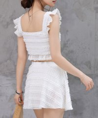 TeddyShop/テディショップ Teddyshop レディース水着 ボタンビスチェ風フリルスカート付きハイウエストビキニ 上下2点セット 【返品不可商品】/508327920