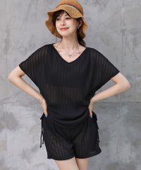 TeddyShop/テディショップ Teddyshop レディース水着 半袖Vネックシアー体型カバーセットアップビキニ 上下2点セット 【返品不可商品】/508327921
