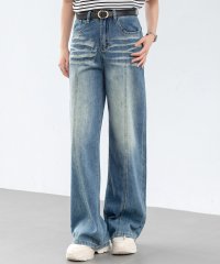 TeddyShop/テディショップ Teddyshop レディース トレンドライクなワイドシルエット。ウォッシュ加工ハイウエストセンターラインデニムパンツ/508327929