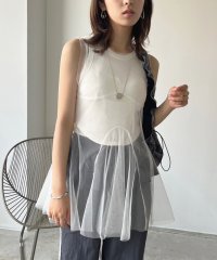 Jewelobe/ジュエローブ Jewelobe シアーチュールパネルペプラムチュニック/508328264