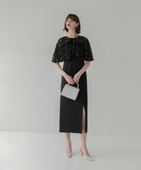 Leja/レジャ Leja スパンコールフリンジケープ Iラインドレス2点セット美脚効果結婚式 パーティードレス 成人式 二次会 同窓会 お呼ばれ オケージョン 20代 /508328834