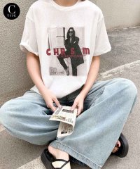 LOWO/ロワ LOWO 綿混シアーグラフィックプリントTシャツ カットソー/508328858