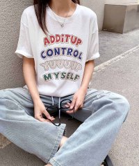 LOWO/ロワ LOWO 綿混英字プリントオーバーサイズTシャツ カットソー/508328859