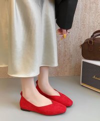 LOWO/ロワ LOWO スクエアトゥ Vカット フラットシューズ バレエシューズ ローヒール パンプス/508328864
