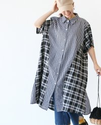 sanpo kuschel/サンポクシェル sanpo kuschel チェックで遊ぶ細見え切替えワンピース/508328947