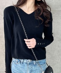 me Jane/ミージェーン me Jane 袖飾りボタンリブニットトップス/508329252
