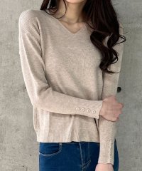 me Jane/ミージェーン me Jane 袖飾りボタンリブニットトップス/508329252