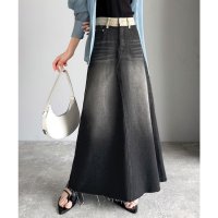Classical Elf/クラシカルエルフ Classical Elf 《JaVaジャバ コラボ》上品見え。ウエスト異素材切り替え 裾カットオフ デニムスカート（ロング丈）/508329320