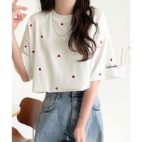 Classical Elf/クラシカルエルフ Classical Elf 《JaVaジャバコラボ》春夏のカジュアルに、大人の“可愛い”をプラス。ミニハート刺繍Tシャツ（半袖）/508329322