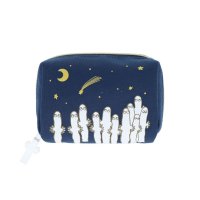 cinemacollection/シネマコレクション cinemacollection ムーミン コスメポーチ パフプリントミニポーチ ニョロニョロ ネイビーブルー 北欧 サンスター文具 小物入/508329400