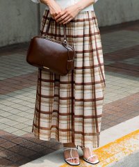 NIJYUSANKU/【WEB&一部店舗限定/洗える】手書き風チェックプリント ギャザー スカート/508329480