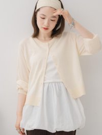 RETRO GIRL/レトロガール RETRO GIRL クルーネックチビ釦カーデ/508329557