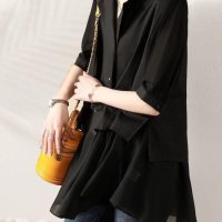 Forcement/フォースメント Forcement 大人の品をまとう異素材ミックス半袖ブラウス/508329976