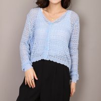 shoppinggo/ショッピングゴー shoppinggo サマーカーディガン 透かし編み Vネックカーディガン トップス 長袖 ショート丈 透け感 重ね着/508331107