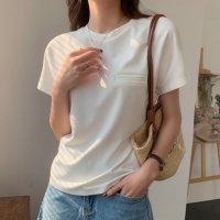 shoppinggo/ショッピングゴー shoppinggo 細見え フレンチスリーブ tシャツ レディーストップス カットソー プルオーバー クルーネック ノースリーブ サマーニッ/508331110
