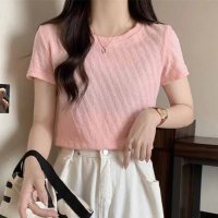 shoppinggo/ショッピングゴー shoppinggo 夏服Tシャツ トップス レディース 半袖 クルーネック ショート丈 tシャツ半袖 カラー 無地 シンプル カットソーカジ/508331111