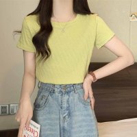 shoppinggo/ショッピングゴー shoppinggo 夏服Tシャツ トップス レディース 半袖 クルーネック ショート丈 tシャツ半袖 カラー 無地 シンプル カットソーカジ/508331111