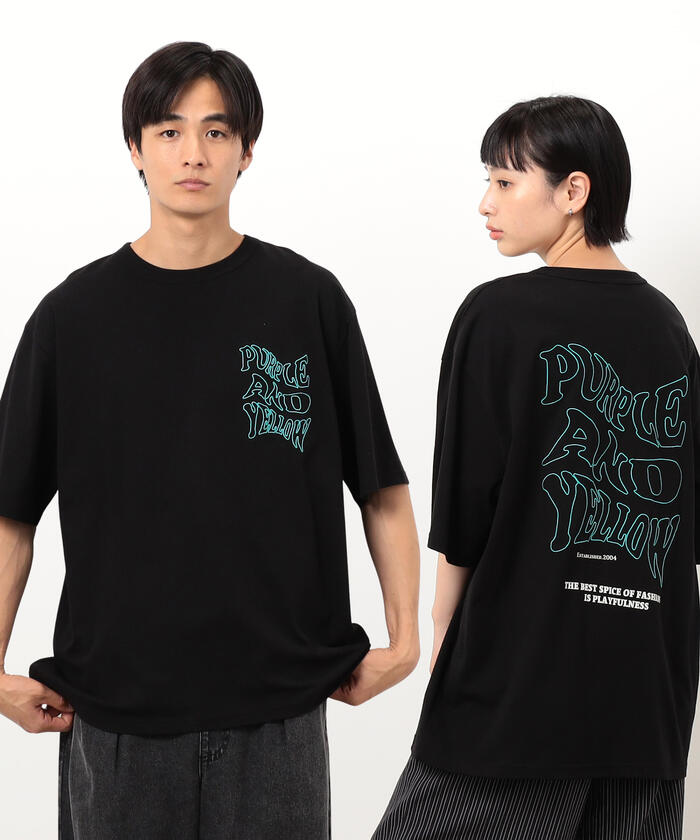 バック＆胸刺繍ウェーブロゴ半袖Tシャツ(508287285) | パープル