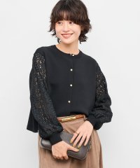 NOLLEY’S/《手洗い可能》フラワー刺繍生地袖クルーネックカーディガン/508320370
