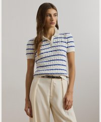 LAUREN RALPH LAUREN/ストライプド ケーブルニット コットン ポロ セーター/508320565