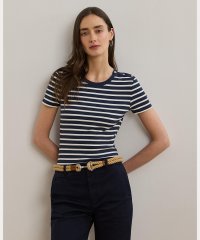 LAUREN RALPH LAUREN/ストライプド ボタントリム リブニット Tシャツ/508320570