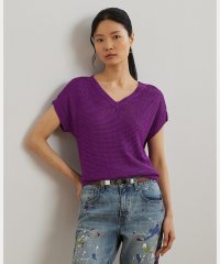 LAUREN RALPH LAUREN/リネンブレンド ショートスリーブ Vネック セーター/508320594