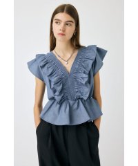 moussy/SHIRRING RUFFLE PEPLUM トップス BLU/508328039