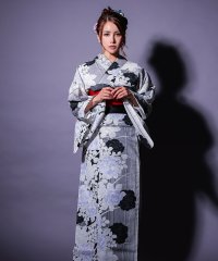 Retica/レティカ Retica 浴衣レディース 縦縞 モノトーン 薔薇 2025 粋シリーズ ゆかた 3点セット (ゆかた・平帯・下駄)/508332102