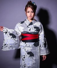 Retica/レティカ Retica 浴衣レディース レトロ グレー 薔薇 モノクロ 3点セット (ゆかた・作り帯・下駄)/508332103
