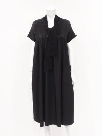 SPECCHIO/スペッチオ SPECCHIO ボウタイ付きシャトル切替 ヨークギャザーストレッチタフタワンピース / ビッグシルエット/508332207