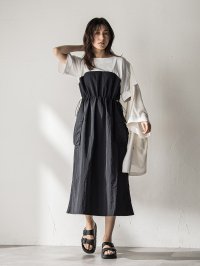 MAYSON GREY/メイソングレイ MAYSON GREY 【WEB限定】異素材ドッキングドロストワンピース≪洗濯機で洗える≫/508332439