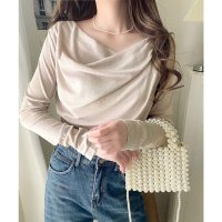 Classical Elf/クラシカルエルフ Classical Elf 大人のとろみ×透け感。女性らしさが香り立つ。スラブシアードレープトップス（長袖）/508332608