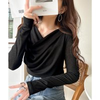 Classical Elf/クラシカルエルフ Classical Elf 大人のとろみ×透け感。女性らしさが香り立つ。スラブシアードレープトップス（長袖）/508332608