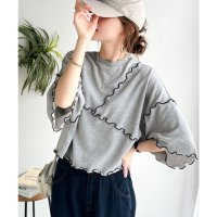 Classical Elf/クラシカルエルフ Classical Elf Tシャツより可愛く、スウェットより軽やか♪5分袖メロウ切替裏毛トップス/508332609