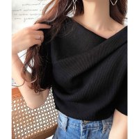 Classical Elf/クラシカルエルフ Classical Elf 1枚で雰囲気美人。暑い日も、やっぱり上品でいたい。5分袖ドレープニット（半袖）/508332610