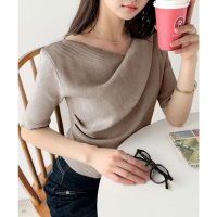 Classical Elf/クラシカルエルフ Classical Elf 1枚で雰囲気美人。暑い日も、やっぱり上品でいたい。5分袖ドレープニット（半袖）/508332610