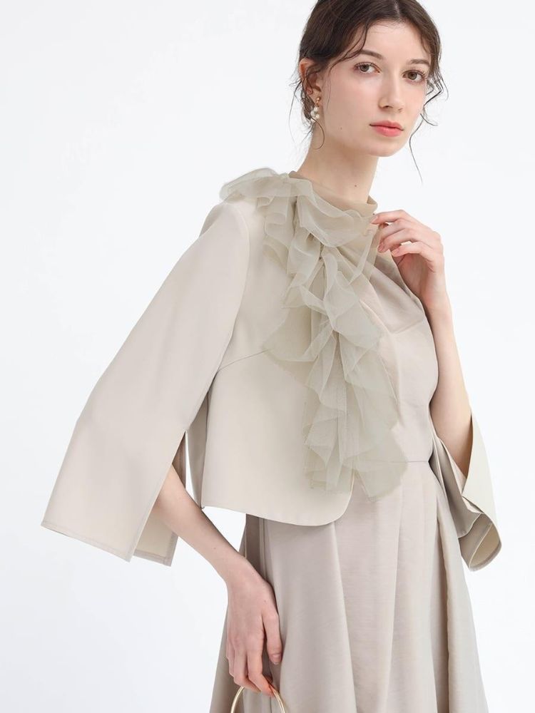 新品*✴ヤマダヤ　FENNEL✴*ツイードジャケット　ホワイト✕ブルー　38 ミックスツイードノーカラージャケット - FENNEL - FENNEL