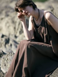Aga/アーガ Aga ギャザーネックロングワンピース/508332656