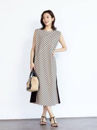 FENNEL/フェンネル FENNEL バイアスストライプカットソーワンピース/508332668