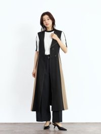 FENNEL/フェンネル FENNEL アシンメトリーラペル配色ジレワンピース/508332669