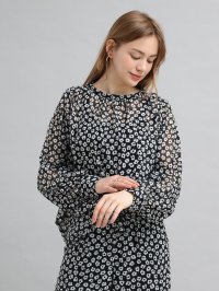 Ample/アンプル Ample テープ刺繍フラワーシアーブラウス/508332678