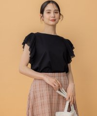 KUMIKYOKU（LARGE SIZE）/【洗濯機可】プリーツコンビフレンチスリーブ カットソー/508333007