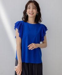 KUMIKYOKU（LARGE SIZE）/【洗濯機可】プリーツコンビフレンチスリーブ カットソー/508333007
