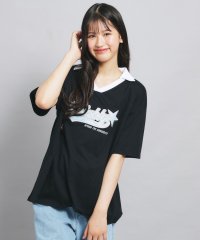 PINK-latte/【接触冷感】Vネック衿付きアップリケビッグTシャツ/508333219