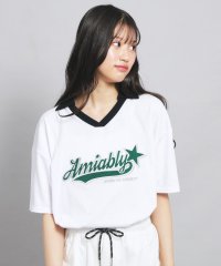 PINK-latte/【接触冷感】Vネック衿付きアップリケビッグTシャツ/508333219
