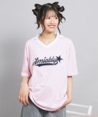 PINK-latte/【接触冷感】Vネック衿付きアップリケビッグTシャツ/508333219