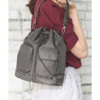 Honeys/ハニーズ Honeys アウトポケット巾着バッグ 巾着 バッグ 鞄 はっ水 オフィス きれいめ ハンドバッグ ショルダーバッグ 撥水加工 アウトポケット レディ/508333558