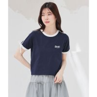 Honeys/ハニーズ Honeys 袖ラインリボンTシャツ トップス Tシャツ 半袖Tシャツ カットソー 半袖 コットン 綿 UVカット USAコットン ライン リボン レ/508333565