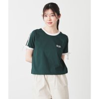 Honeys/ハニーズ Honeys 袖ラインリボンTシャツ トップス Tシャツ 半袖Tシャツ カットソー 半袖 コットン 綿 UVカット USAコットン ライン リボン レ/508333565